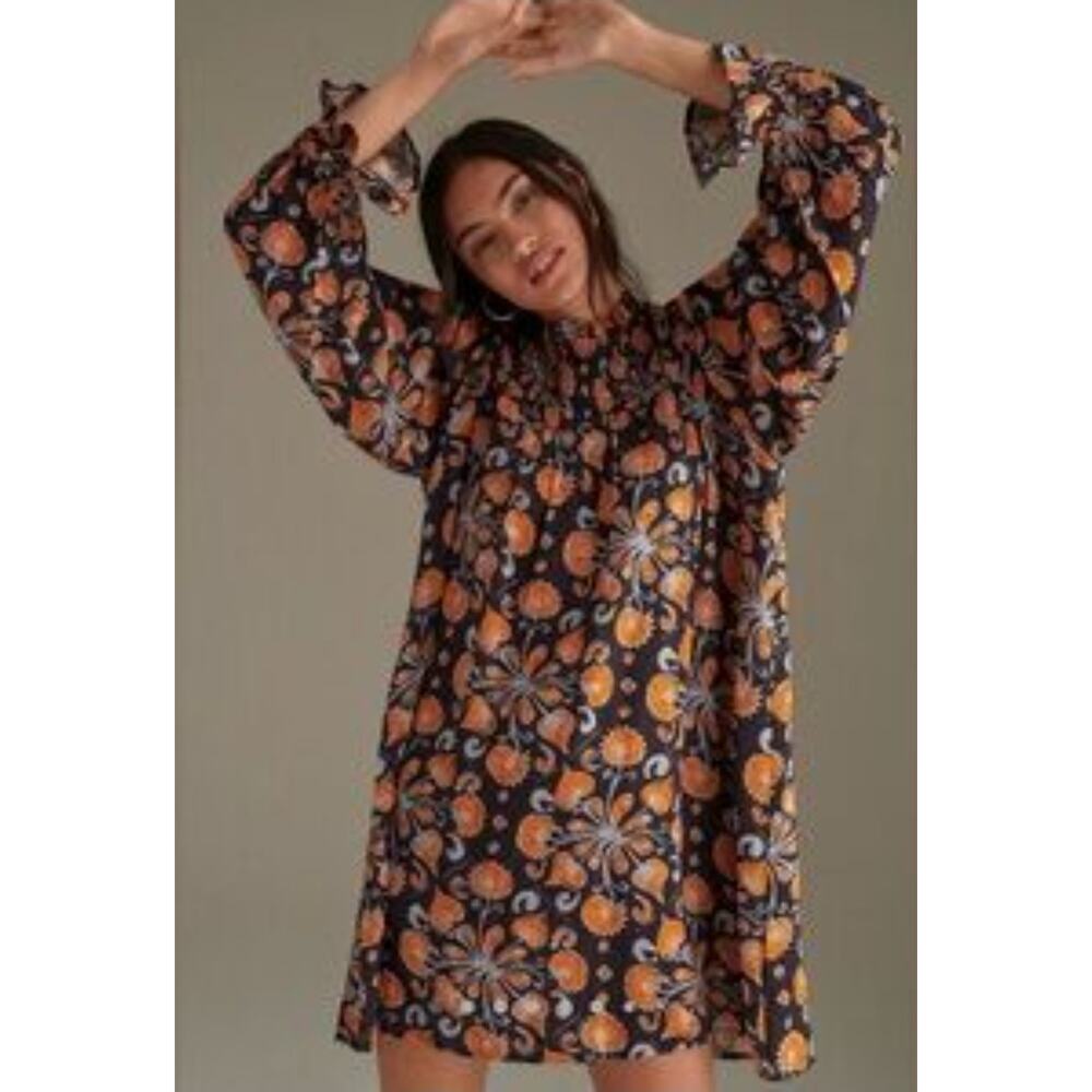 Anthropologie Porridge Isabel Orange Floral Mini Dress XS
